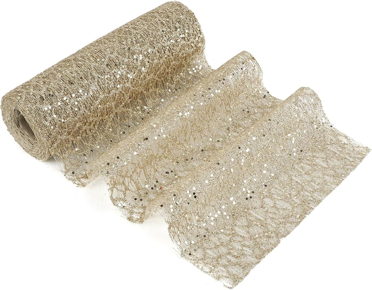 Champagne Glitter Mesh Web Ribbon Roll Champagne Gold Mesh Fabric Ribbon Decorative Mesh Champagne Mesh Ribbon